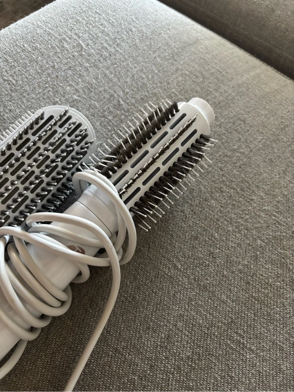 T3 Dual-Head Hot Air Styling Brush in White with Rose Gold Trim